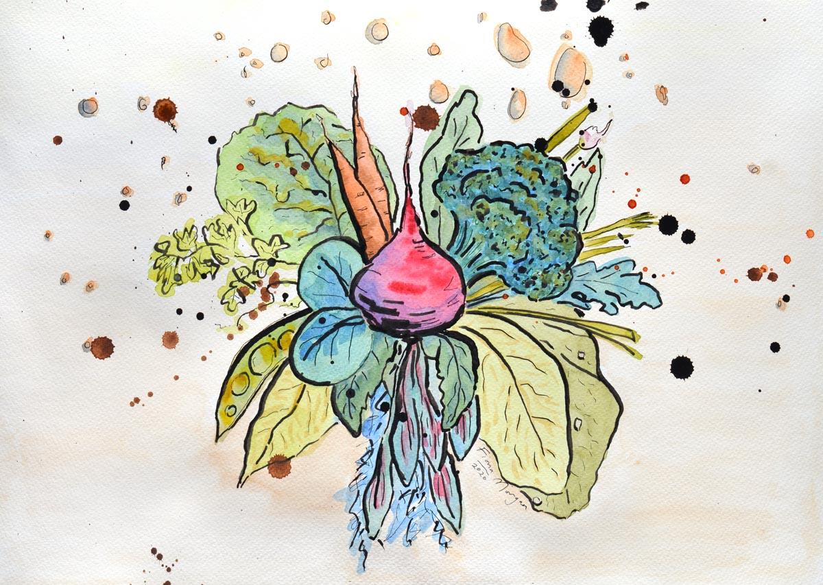 Artistic image - a bouquet of cool season vegetables