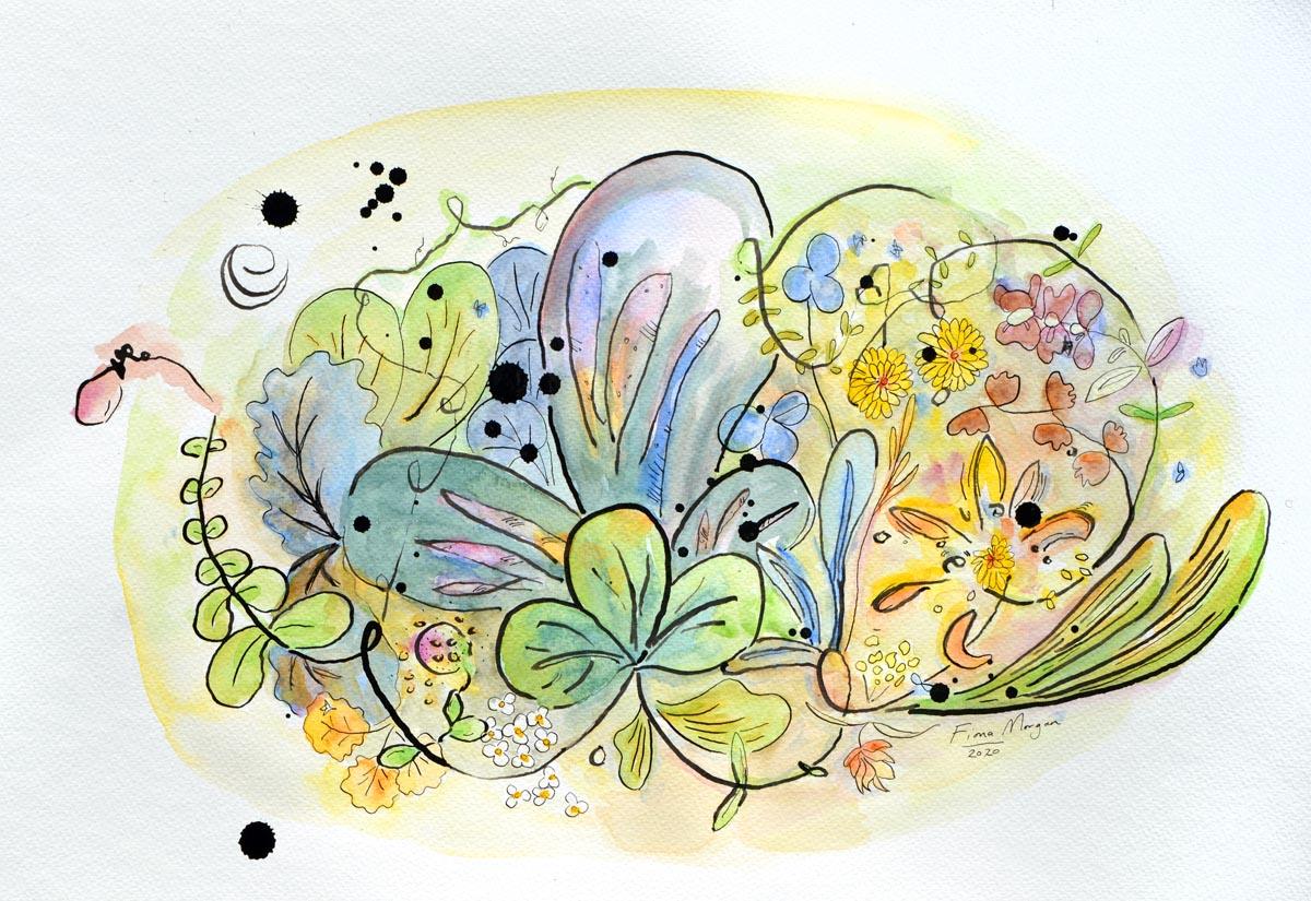 Artistic image - a garden of plants